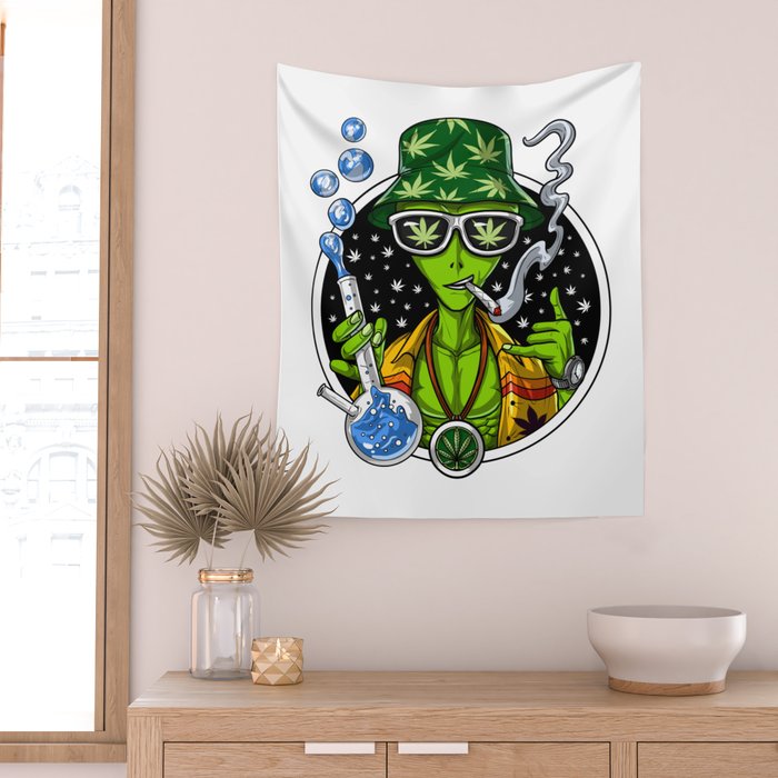 Alien hot sale smoking tapestry