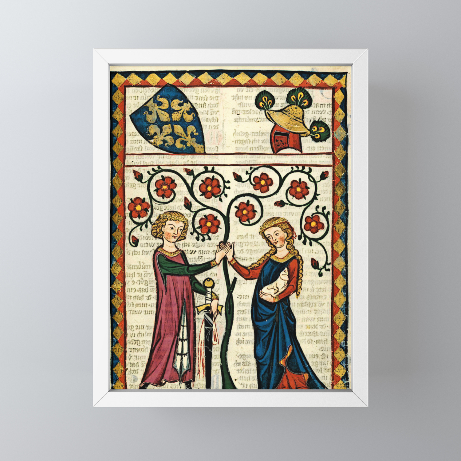 Codex Manesse Bernger Von Horheim Framed Mini Art Print By