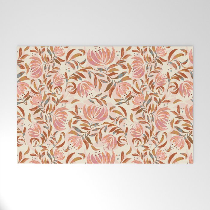 Modern Watercolor Flowers Welcome Mat