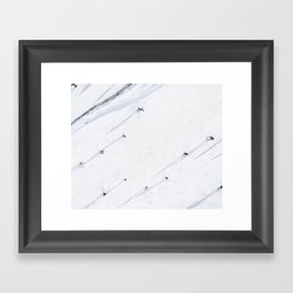 Aerial shot of skiers Framed Art Print