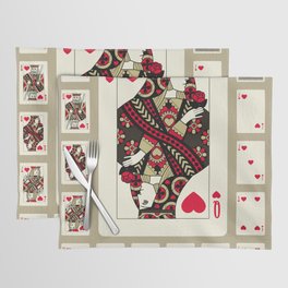 Playing cards of Hearts suit in vintage style. Original design. Vintage illustration Placemat