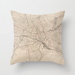 Vintage Map of Worcester MA (1891) Throw Pillow