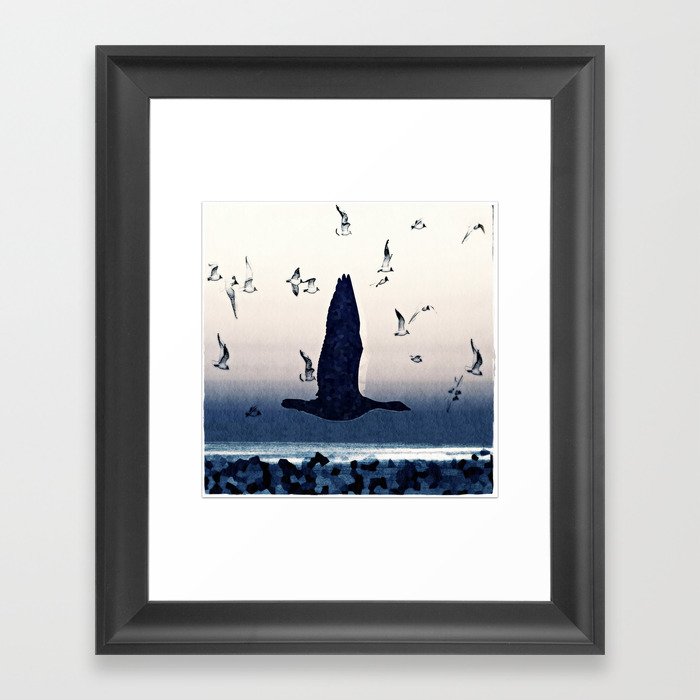 The goose and the seagulls Framed Art Print