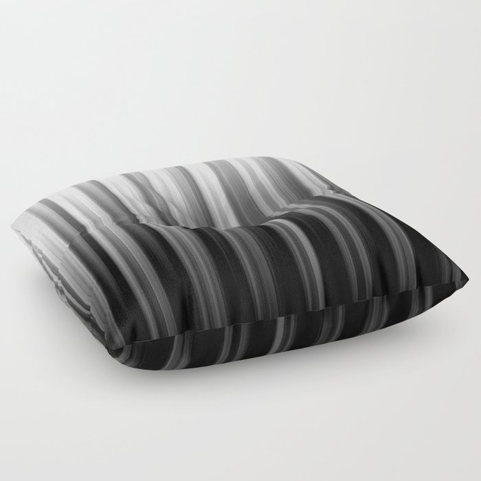 Black And White Soft Blurred Vertical Lines - Ombre Abstract Blurred Design Floor Pillow