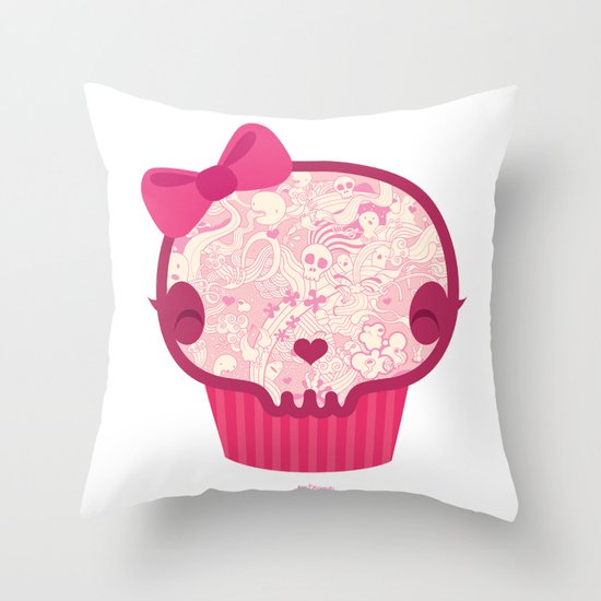 Cupcake Skull Throw Pillow