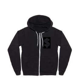 Dollar Sign (White & Black) Zip Hoodie