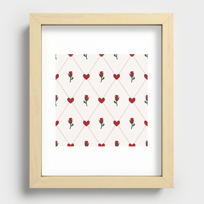 Lovecore Harlequin Hearts and Roses Recessed Framed Print