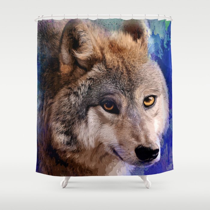 wolf in art style Shower Curtain