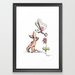 Rabbit and Dragonfly Framed Art Print
