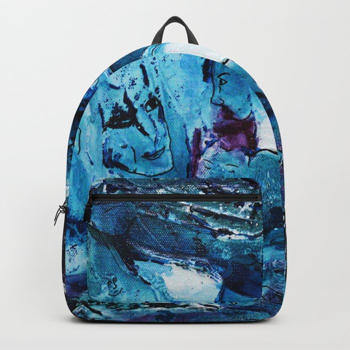 Faces in blue Backpack