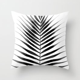 Palm Leaf Watercolor | Black and White Throw Pillow