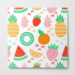 Colorful Fruits Metal Print | Stencil, Vector, Colorfulfruits, Digital, Pop Art, Concept, Figurative, Pattern, Graphicdesign, Illustration 