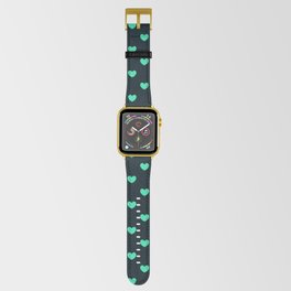 Turquoise pop hearts on navy Apple Watch Band