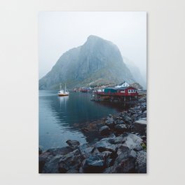 Foggy Morning in Reine, Lofoten Canvas Print