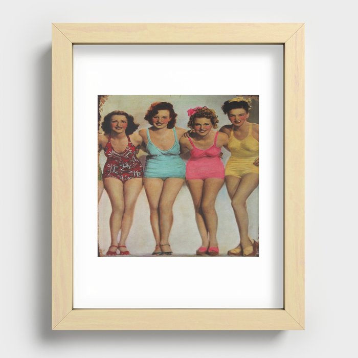 Retro girls just want to have fun Recessed Framed Print