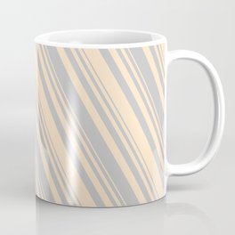 [ Thumbnail: Grey & Bisque Colored Lined/Striped Pattern Coffee Mug ]
