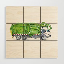 Garbage truck print Trash truck Wood Wall Art