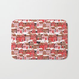 Gingerbread Village Bath Mat | Digital, Holidays, Retro, Snow, Christmas, Gingerbread, Curated, Houses, Drawing 