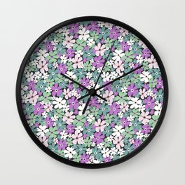 Groovy Daisies - Green Purple Wall Clock