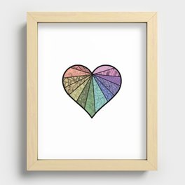Zentangle-Inspired Heart Art: Complex Hand-Drawn Patterns in Rainbow Hues Recessed Framed Print
