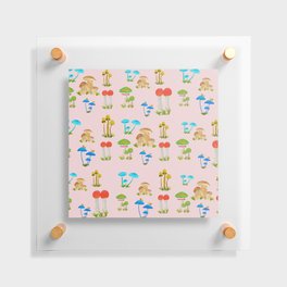 Lovely Mushrooms Pink Background Floating Acrylic Print