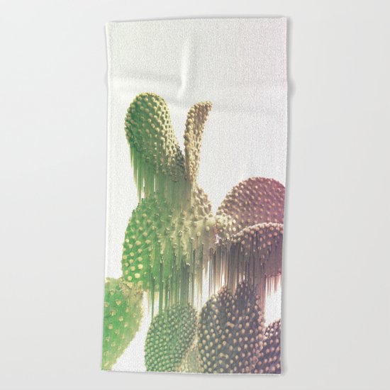 Glitch Cactus Beach Towel