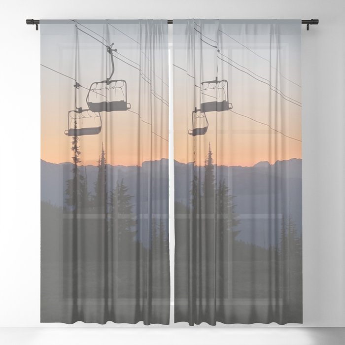 Good night chairlifts Sheer Curtain