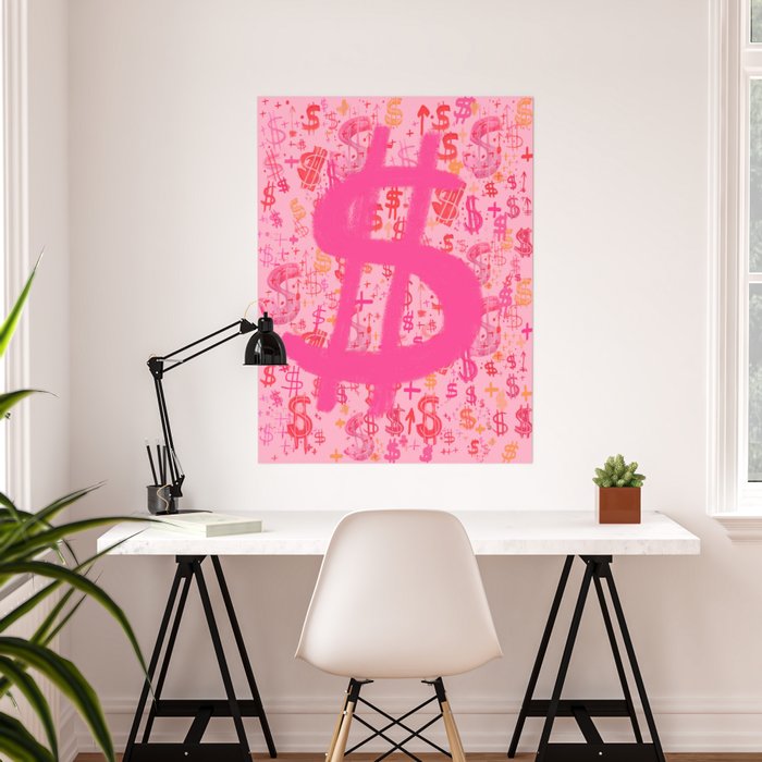 Pink Dollar Signs Art Print by MELANIE BIEHLE, VISUAL ARTIST