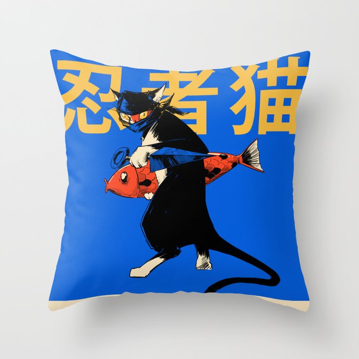 Neko Ninja Throw Pillow