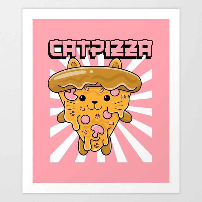 Cat Pizza Art Print