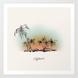 California Palm Tree Sunset Art Print