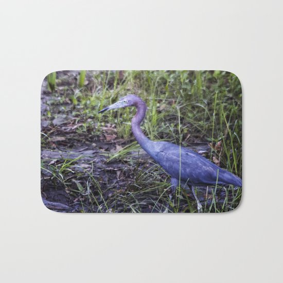 Little Blue Heron Strut Bath Mat