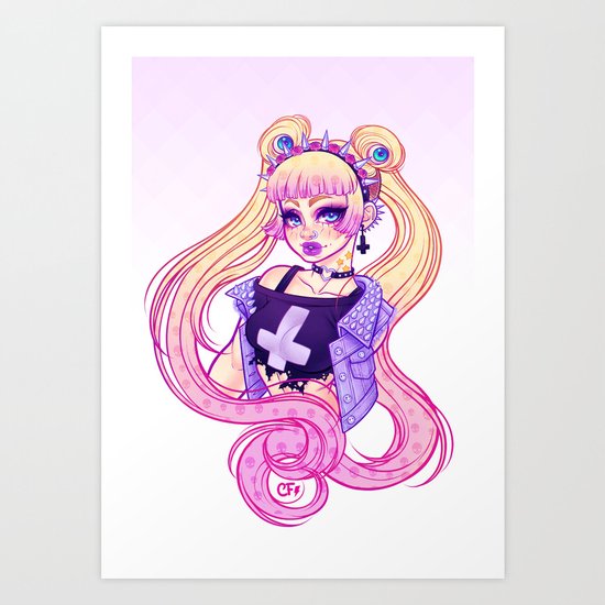 Pastel Goth Usagi (Glasses OFF) Art Print