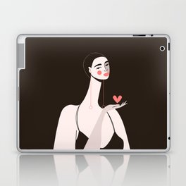 Girl With Pink Heart Laptop Skin