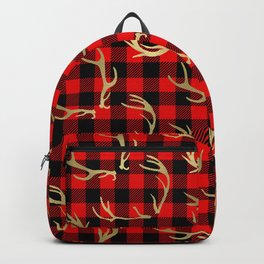 Gold Antlers & Red Plaid Backpack