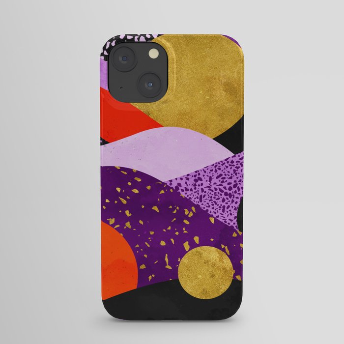 Terrazzo galaxy purple orange gold iPhone Case