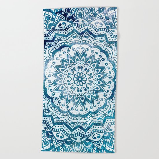 BLUE JEWEL MANDALA Beach Towel