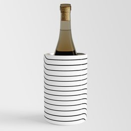 Minimal Line Curvature I Black and White Mid Century Modern Arch Abstract Wine Chiller