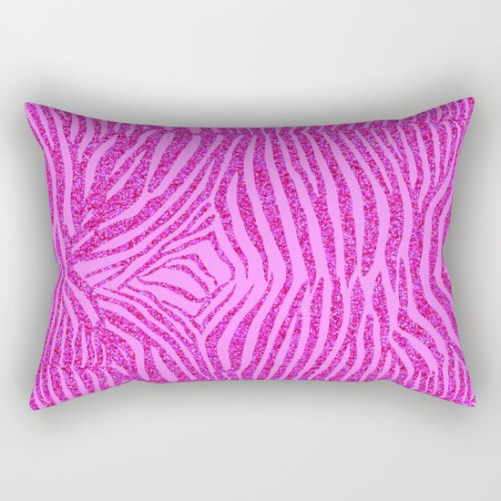 Light Pink Glitter Zebra Print Rectangular Pillow