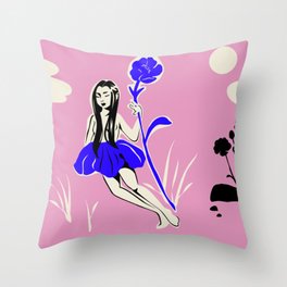 Storybook flower princess Throw Pillow