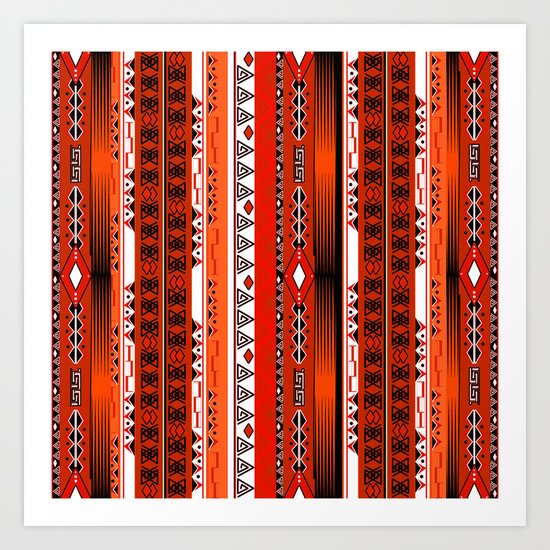Ethnic stripes. Tribal pattern Indians. Art Print