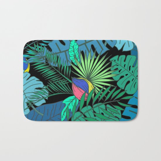 TROPICAL GARDEN B (abstract) Bath Mat