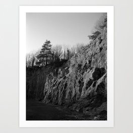 Sunset Quarry Black & White Art Print