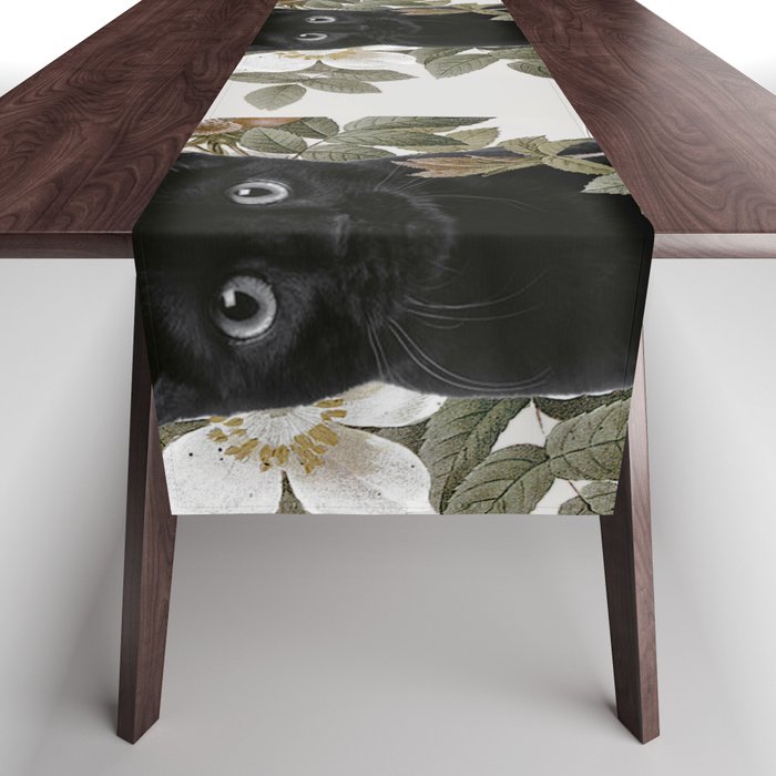 Cat With Flowers Table Runner