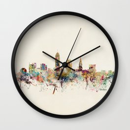 cleveland ohio skyline Wall Clock | Watercolorskylines, Watercolor, Urban, Painting, Cityscapes, Landscapes, Cities, Colorfulcityscapes, Cleveland, Cityskylineart 