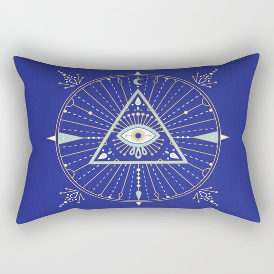Evil Eye Mandala – Navy Rectangular Pillow