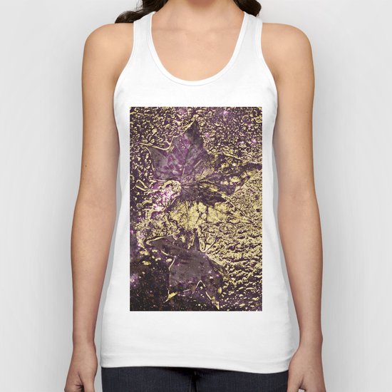Purple leaves in melted gold Unisex Tank Top
