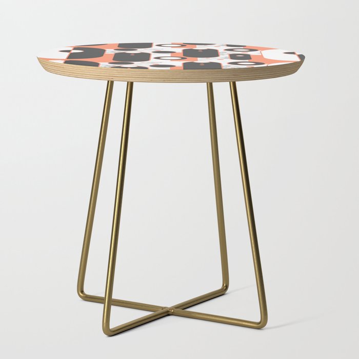 Abstract Geometric Pattern-Atomic Tangerine Side Table
