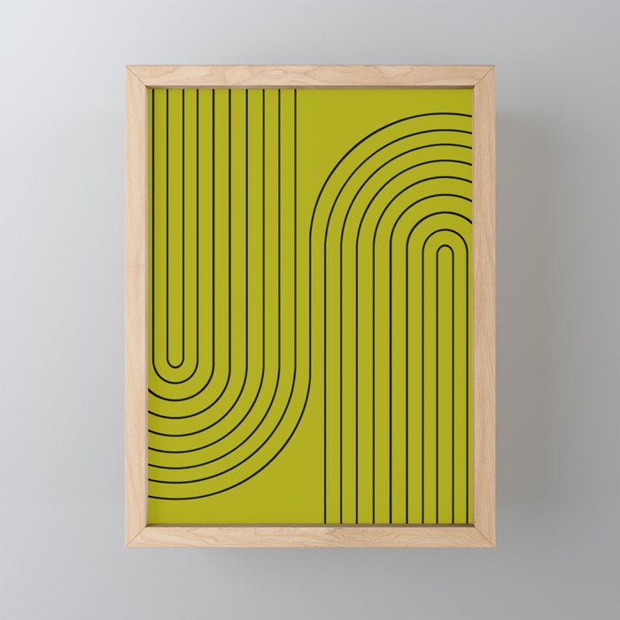 Minimal Line Curvature XXXII Chartreuse Mid Century Modern Arch Abstract Framed Mini Art Print