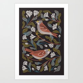Sparrows And Apple Blossoms Art Print